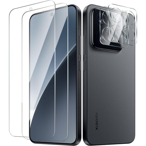 KALANKA-Protection Écran pour xiaomi 15, Contient 2 Protecteurs d'écran et 2 films d'objectif Film en verre trempé de dureté 9H, HD Transparent Anti-Rayures Installation Facile