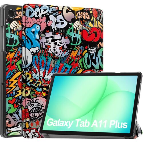 KALANKA-Tablet Étui pour Samsung Galaxy Tab A11+ / SM-X230/X235/X236 (11 Pouces) PU Cuir Flip Coque Couverture Mince et Léger Sommeil/Réveil Auto Protection Support Housse Graffiti Motif