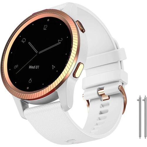 Kalanka-Bracelet Vivoactive 4s, Remplacement De Silicone Souple Pour Bracelet De Montre De 18 Mm Pour Montre Intelligente Garmin Vivoactive 4s (40 Mm), Vivomove 3s (39 Mm)(Blanc Petit)