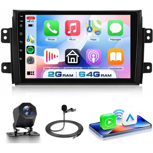 Vechtel 2g+64g Autoradio Android 15 Pour Suzuki Sx4 2006-2013 Fiat Sedici 2005-2014, 9 Pouces Hd Écran Tactile Avec Carplay Android Auto Sans Fil Gps Wi-Fi Usb Bluetooth 5.0 Fm Rds Radio Caméra