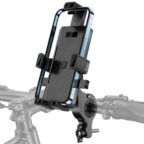 Support Téléphone Vélo Moto Trottinette Poussette, Ajustable Rotation 360° Réglable - Noir - E.F.Connection