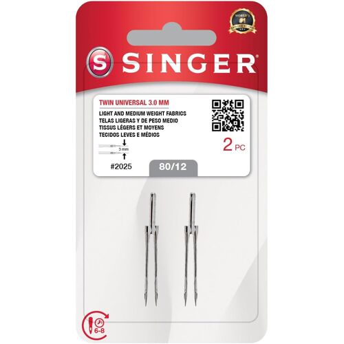 KALANKA-SINGER Lot de 2 aiguilles doubles universelles pour machine à coudre, taille 80/12