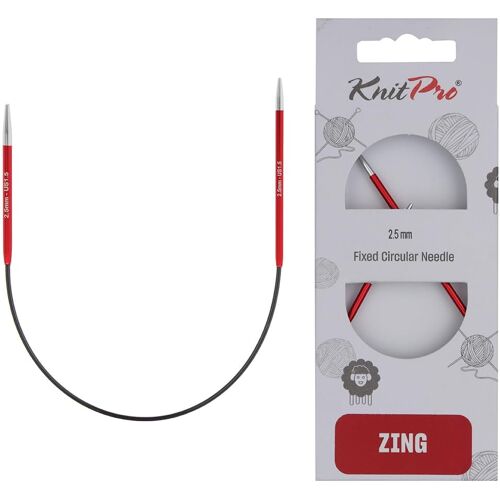 Kalanka-K47052 Aiguille Circulaire À Tricoter, Métal, Rouge, 25cm / 2,5mm