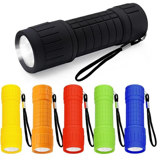 Kalanka-Lot De 6 Mini Lampes De Poche Led, Revêtement En Silicone, Lampe De Poche Led Avec 9 Led, Étanche, Petite Lampe De Poche Avec Cordon Pour Camping, Extérieur, Barbecue Urgent
