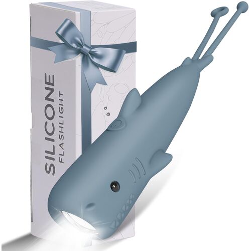 KALANKA-Rechargeable Lampe De Poche Enfant Requin Silicone Lampe Torche Enfant Camping Cadeau Garçon Shark Flashlight