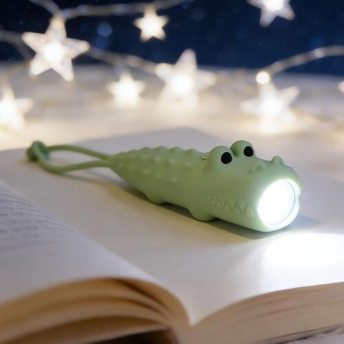 KALANKA-Lampe Torche Enfant LED Rechargeable USB-C, Lampe de Poche Enfant Crocodile avec Dragonne, Petite Lampe Torche Silicone Dès 3 Ans, Lampe Camping Enfant Cadeau
