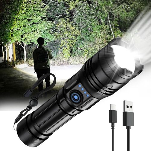Kalanka-Lampe De Poche Led Rechargeable, Lampe Portable Usb Avec Mise Au Point Réglable, Lampe De Secours Avec 3 Modes D'éclairage, Lampe De Camping Pour La Randonnée Et Les Promenades Avec Chien