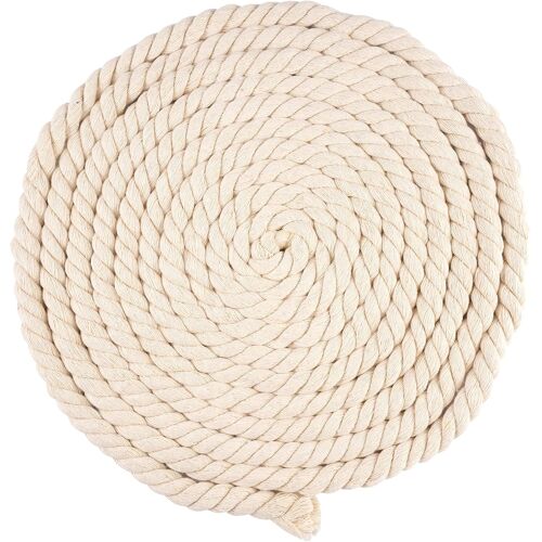 Kalanka-Corde En Coton Beige Pour Macramé, 20mm X 5m Cordon En Coton Naturel, Corde Épaisse En Cotons, Grosse Cordes Tressée Beige Pour Bricolage, Artisanat, Jardinage, Emballage Cadeau, Décoration