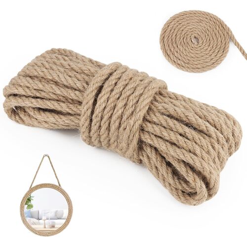 Kalanka-Corde De Jute, 10mm X 10m Naturel Ficelle De Jute Brune Corde De Chanvre Brut 10mm D'épaisseur Cordelette Pour Bricolage Artisanat Jardinage Arbre À Chat Décoration De La Maison Emballage
