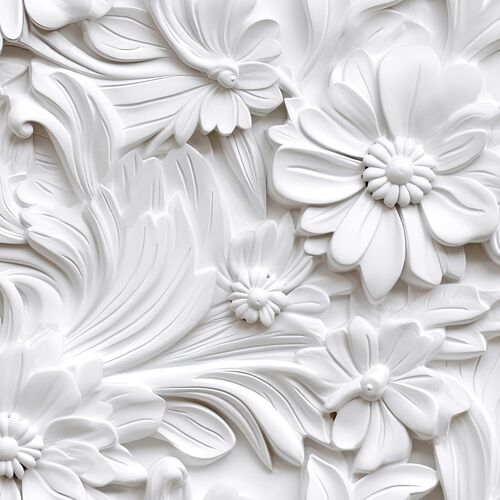 KALANKA-Papier Peint 3D Fleurs Pâquerette Tapisserie Autocollante Murale Blanc 44.5cm x 200cm Papier Peint Adhesif Mural Floral Vinyle Papiers Peints Fleurs Rouleau Adhesif pour Meuble Armoire Salon