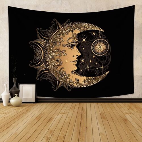 Kalanka-100x70cm Divination Tapisserie, Déesse De La Lune Yeux Tenture Motif Magnifique Montre De Poche Étoiles Tapisseries Pour Chambre Decor De Mur Tableau Housse De Canapé