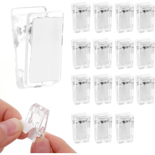 KALANKA-Lot de 15 clips de suspension murale pour tapisserie - Clips muraux autocollants double face pour couverture, affiche, vêtements, drapeau mural (transparent)