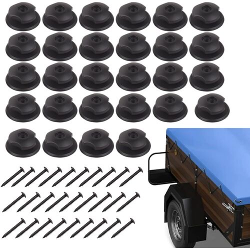 KALANKA-Lot de 28 crochets et boutons de bâche ronds, robustes en plastique dur, pour crochet bache, fixation bache, attache bache remorque, accessoire remorque, filet, véhicules, coffre et bâche