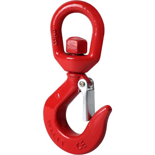 Kalanka-Crochet De Charge Avec ?Illet Rotatif, Crochet De Grue 1t, Crochet Pivotant Pour Le Levage, Crochet De Levage Avec Verrouillage, Crochet De Charge À ?Illet Laqué Rouge Pour L'industrie De