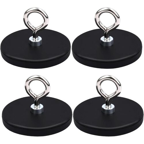Kalanka-Lot De 4 Crochets Magnétiques En Néodyme Avec Filetage M6 - Diamètre : 43 X 6 Mm - Pour Bandes Lumineuses, Véhicules, Lampes