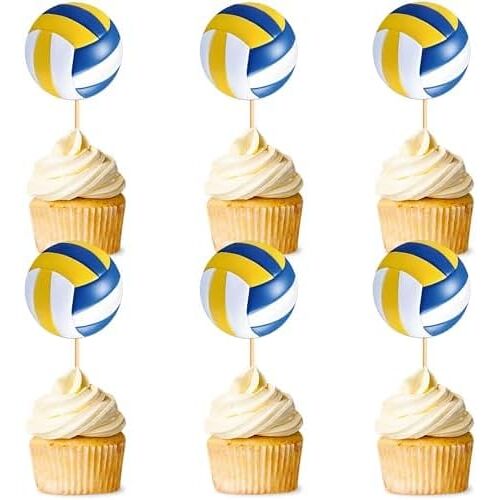 Kalanka-24pcs Décoration De Cupcake De Volley-Ball Double Face Décoration De Cupcake De Volley-Ball Décoration De Gâteau À Thème Sportif Articles Sélectionnés Décoration De Fête D¿Anniversaire