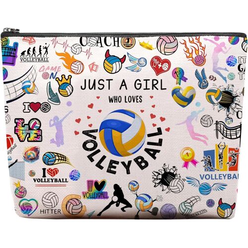 Kalanka-Trousse De Maquillage De Volleyball - Étanche - Avec Fermeture Éclair - Portable - Avec Impression Des Deux Côtés - Cadeau De Volleyball - Pour Femme