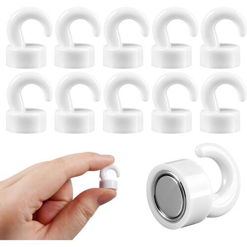Kalanka-10 Pièces Crochet Aimanté Puissant, 12x18 Mm Crochet Magnetique Blanc, Aimant Crochet, Aimant Puissant, Crochets Aimantés, Pour Maison, École, Bureau, Réfrigérateur, Micro-Ondes