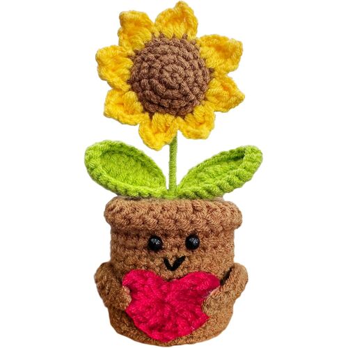 KALANKA-Cadeau Tournesol, Décorations de Bureau pour la Maison et Le Bureau, Positive Fleurs au Crochet Cadeau pour Lui Elle Hommes Femmes Amis Petit Ami Anniversaire Noël Saint-Valentin