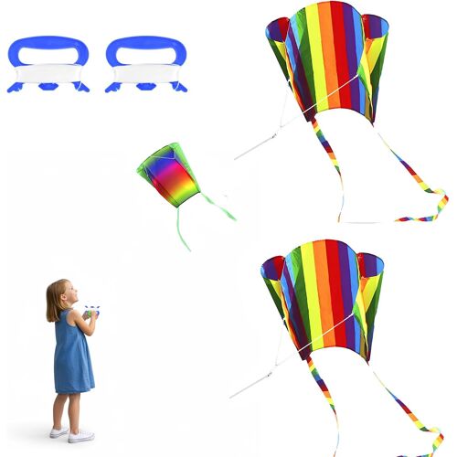 Kalanka-3 Pièces Cerf Volant Pour Enfants, Portable Cerf-Volant De Poche, Filles Garçons Cerf-Volants Arc-En-Ciel Pour Plage, Parc, Jeux Extérieur