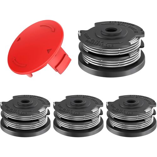KALANKA-4 Bobine Fil Coupe Bordure Compatible avec F016800351,Convient pour Bosch Art 24/27/30/24+/27+/30+/30-36 LI,AdvancedGrassCut36,Ø1,65mm-6,1m,avec Capuchon 1600A00X61(4 Bobine+1 Couvercle)