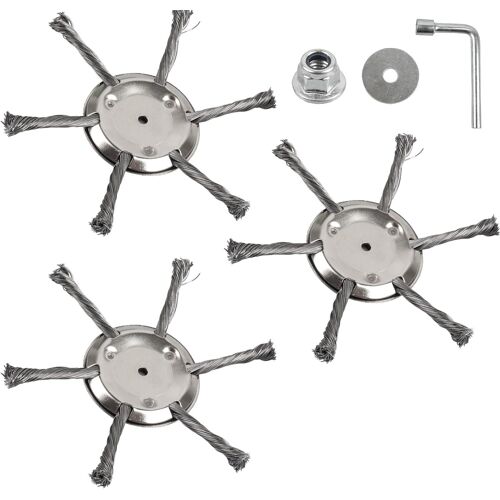 KALANKA-Tête Débroussailleuse Universelle, 3 Pièces Tête de Fil pour Débroussailleuse à 6 Lames, Adaptée aux Débroussailleuses à Batterie Lithium Petites, Tête de Coupe Débroussailleuse pour Jardin