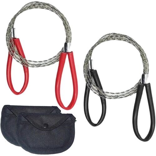 KALANKA-2 pièces Scie À Fil Manuelle, En Acier Inoxydable, Scie De Poche Avec Boucles, Chaîne Portable, Bocfil, Rapidement Rangé, Équipement de Survie pour Camping, Jardin, Extérieur (77 cm)