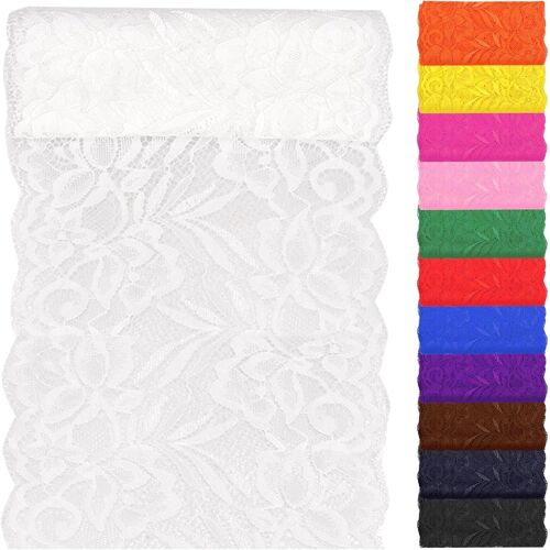 Kalanka-Tissu En Dentelle Blanche Extensible Élastique De 4,6 M X 15,24 Cm De Large, Ruban De Dentelle De Finition, Ruban Élastique De Couture Pour Vêtements, Bandeaux, Fabrication De Bouquets De