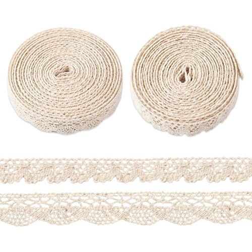 KALANKA-4 Rouleaux Dentelle Vintage Crochetée, Ruban Décoratif en Coton, Ruban Blanc DIY, Bordure en Dentelle pour Couture, Artisanat, Décoration Mariage, Déco d'Anniversaire et Bricolage (2 m/roulea