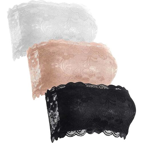 Kalanka-3 Pièces Tube Top - Bandeau Poitrine Dentelle - Brassiere Dentelle Femme - À Assortir À Une Veste,Un Gilet, Une Chemise,Etc,Pour Les Vacances À La Plage,Les Voyages D'agrément,Le Yoga
