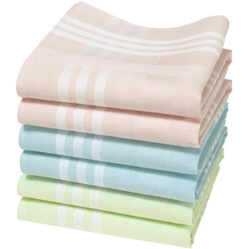 KALANKA-Mouchoirs 100% Coton Bio Certifié GOTS - Couleurs - 6 Pièces (28cm x 28cm)