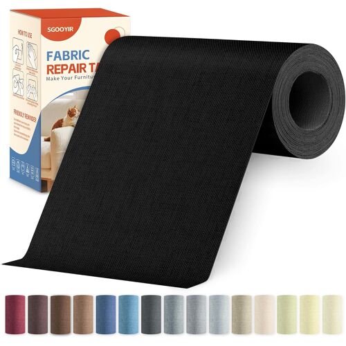 Kalanka-Tissu Autocollant Reparation Noir, 10x200cm Patch De Réparation Pour Tissu De Lin, Kit De Réparation Des Patch Autocollant Pour Meubles, Siege Auto, Vêtements, Chaises, Canapés, Coussins
