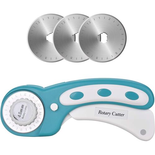 KALANKA-Kit de coupe rouleau de 45 mm en acier inoxydable avec mécanisme de protection, couteau à roulettes professionnel avec 3 lames pour piquet, tissu, cuir, travaux de couture et plus encore