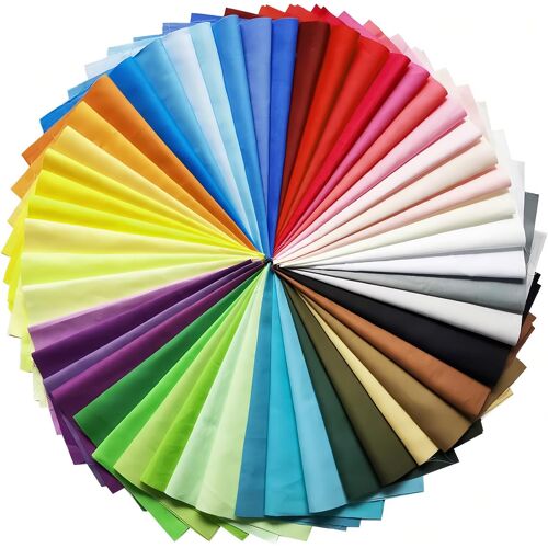 Kalanka-Lot De 50 Tissus Patchwork De Couleur Unie Pour Couture, Carrés De Tissu Pour Couture ¿ Matériau En Coton, Carrés De 10 X 10 Cm ¿ Idéal Pour Les Projets D'artisanat De Bricolage