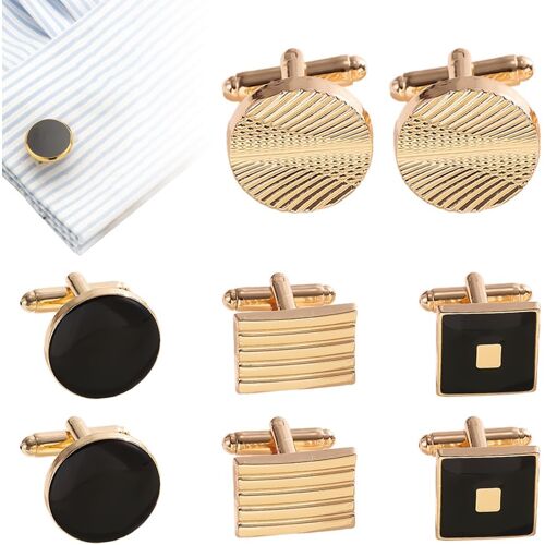 Kalanka-4 Pairs Bouton De Manchette Homme, Boutons De Manchette Classiques Pour Homme À La Mode Rétro Rayé Manchette Pour Les Affaires, Le Mariage, La Fête, Le Smoking, Les Chemises