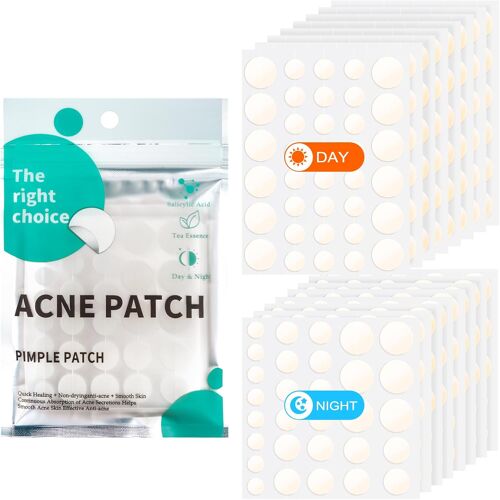 KALANKA-Pimple Patches 528 pièces, Hydrocolloïde Acné Patch, Invisible Naturel Patch Bouton, Utilisation de Jour et de Nuit, 2 en 1, Avec Huile De Tea Tree Et Acide Salicylique 4 tailles (8/10/13/15