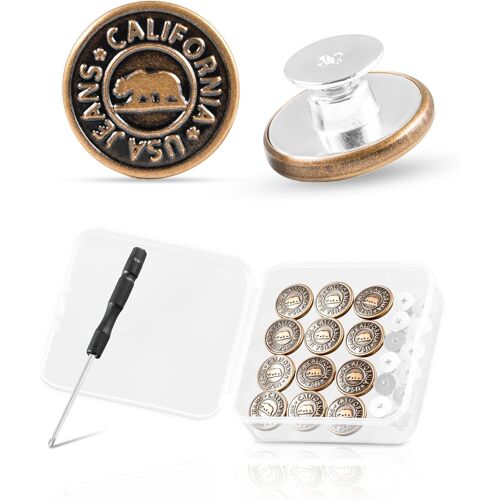 KALANKA-Boutons pour Jeans 17mm 12 Boutons de Remplacement en Métal Mini Tournevis pour Installation Facile Robustes Durables Sans Couture Boutons Pression pour Vestes Sacs Pantalons