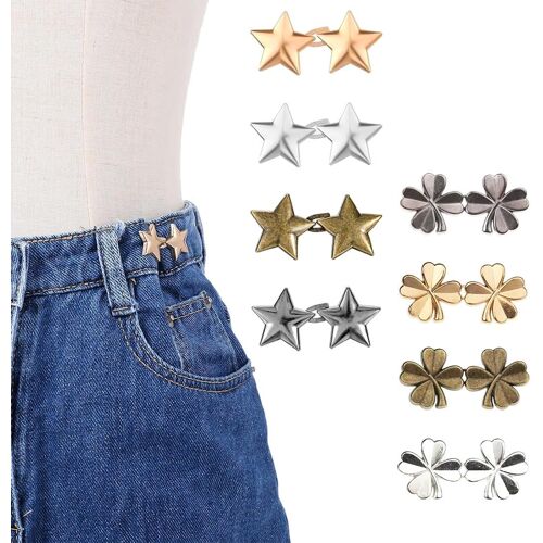 KALANKA-8 Pcs Bouton Jean Clipsable Ajustable,Resserre Pantalon,Serre Taille Pour Jean,Pince Pour Pantalon Trop Large,Boutons De Pantalon Amovibles,Adaptable à Toutes Tailles,Pas De Couture Ni d'Outi