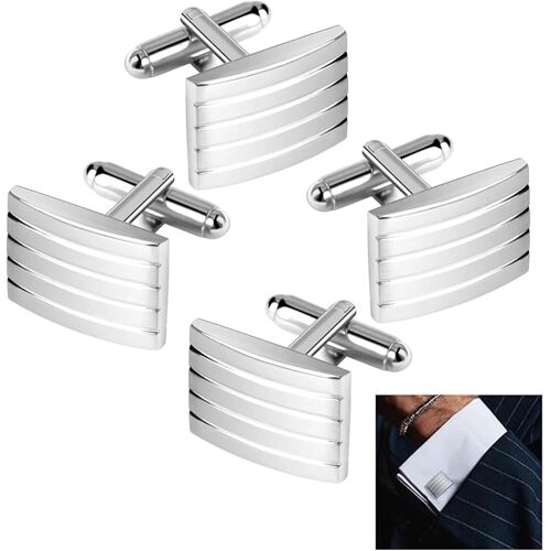 Kalanka-2 Pairs Bouton De Manchette Homme, Boutons De Manchette En Argent Pour Hommes, Idéal Pour Mariage Et Tenues D'affaires, Pour Costume, Chemise, Mariage, Affaires, Remise De Diplôme