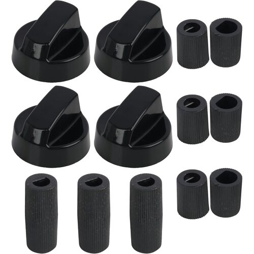 KALANKA-Boutons De Commande Universels Pour Fours,CuisinièRes Et Plaques De Cuisson,Compatibles Avec Une VariéTé D'Appareils MéNagers, Noirs,Pack De 4 Avec 5 Adaptateurs Permettant Un Montage Simple