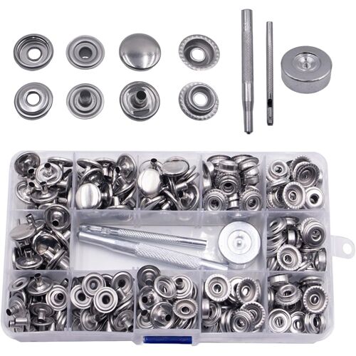 KALANKA-300 Pièces Kit Bouton Pression, Fermoir sac a Main, Bouton-Pression en Acier Inoxydable de 15 MM Avec 3 Outils de Pose pour Cuir, Toile, Tous Tissus, Vêtements, Chaussures