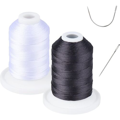 KALANKA-Résistant aux UV ¿ Fil 100% polyester collé Tex 69 (12 wt) ¿ 227,4 m, 1 blanc, 1 noir