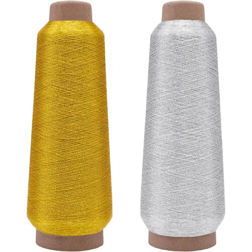 Kalanka-Lot De 2 Fils À Broder Pour Machine À Broder En Polyester - Doré Et Argenté - 3000 M - Pour Machine À Coudre Et Broder
