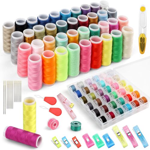 Kalanka-Fil À Coudre Kit,50 Yards De Fil Pour Machine À Coudre Par Rouleau De Fil Et 39 Bobines De Machines Coudre Surjeteuses, Pour Les Machines À Coudre Et L'usage Quotidien,Nähgarn Sortiment
