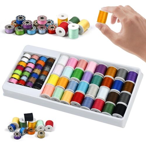 Kalanka-Lot De 60 Fils À Coudre, 60 Couleurs Bobines De Fils Pour Machine À Coudre Fil De Couture En Polyester Bobine De Canette Coloré Avec Boîte De Rangement Pour Couture À La Main Et À La Machine