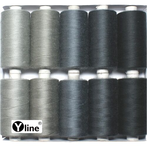 Kalanka-3197 Lot De 10 Fils À Coudre En Polyester Gris Pour Machine À Coudre 500 M De Fil À Coudre (0,24 € / 100 M)