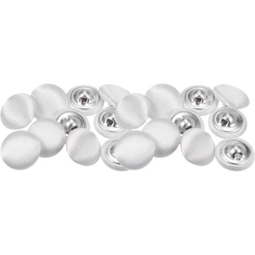 Kalanka-20pcs 20l Bouton Recouvert De Tissu 12,5mm Rond Boutons De Couture À Tige Métallique Pour Costumes, Robes, Chemisiers, Pulls, Blanc 