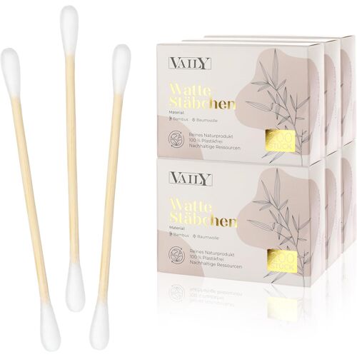 KALANKA-Lot de 1200 cotons-tiges en bambou - Bâtonnets de nettoyage durables - Bâtonnets d'oreille non pelucheux - Biodégradables