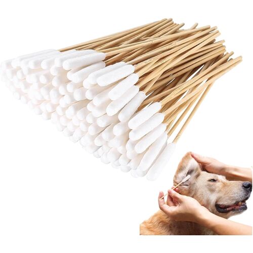 Kalanka-Coton Tige Chien,200 Pièces Cotons-Tiges Pour Nettoyage Des Oreilles De Chien,Long Coton Tige Animaux,Cotons Tiges For Pets,Bâtonnets De Coton Pour Chiens,Pour Animaux De Compagnie,Chien,Chat