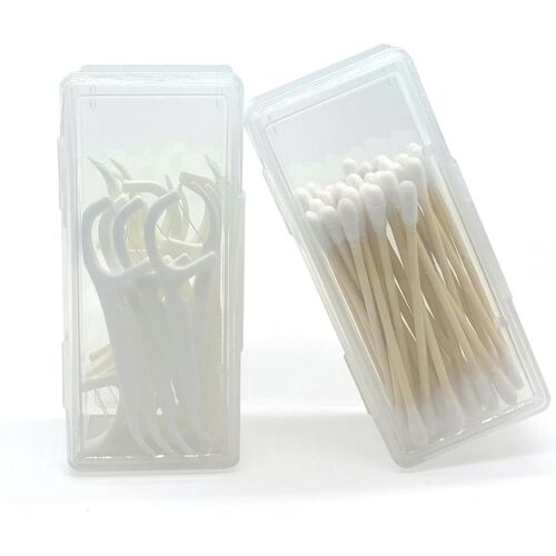 Kalanka-Boite Coton Tige, Portable Petit Distributeur Coton Tige En Plastique Transparent Boîte À Coton Tige De Voyage Pour Stocker Les Boules De Coton Cotton Tige - Dents (2) 